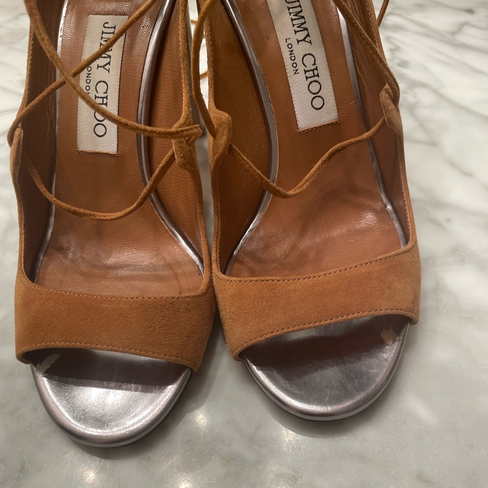 Jimmy Choo Vernie Lace Up Sandal in Tan size 36.5 - Picture 9 of 12